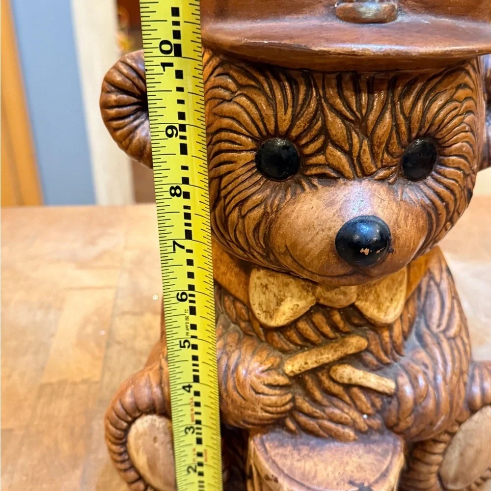 Great American Pottery Company Brown Bear Drummer Vintage Cookie Jar made USA